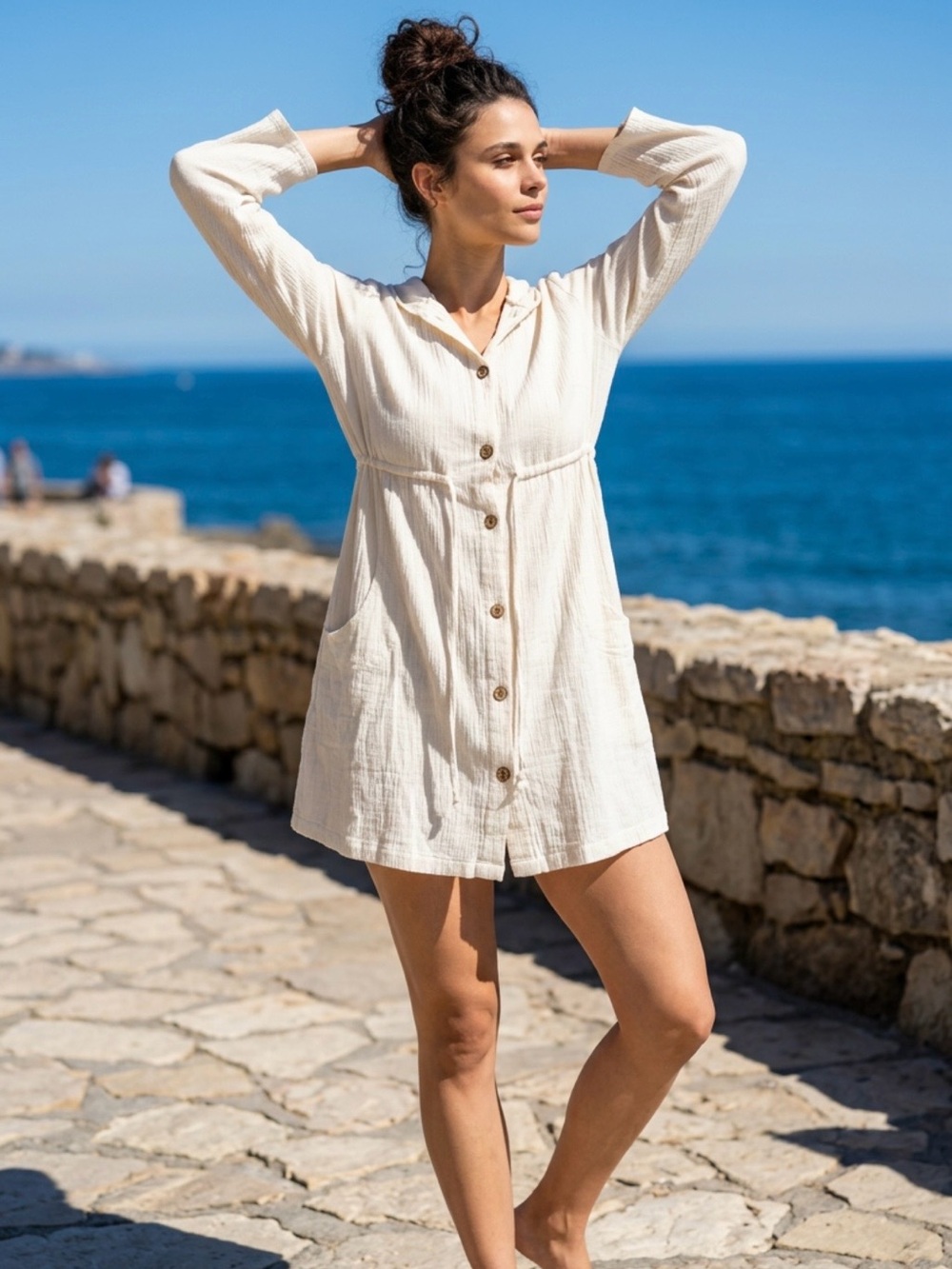 St. John's Bay Cream Button-Down Swim Coverup Dress